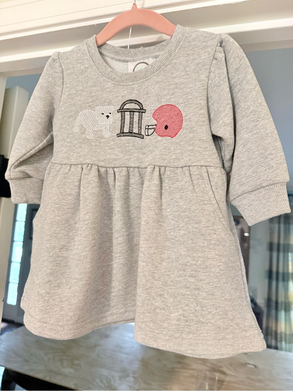 Embroidered Gray Baby/ Toddler Sweatshirt Dress for Georgia Football Gameday